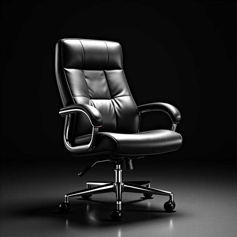 黒い本革を使用した高級感のあるエグゼクティブオフィスチェア「Kaizen」