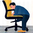 技術者がオフィスチェアのキャスターを修理している